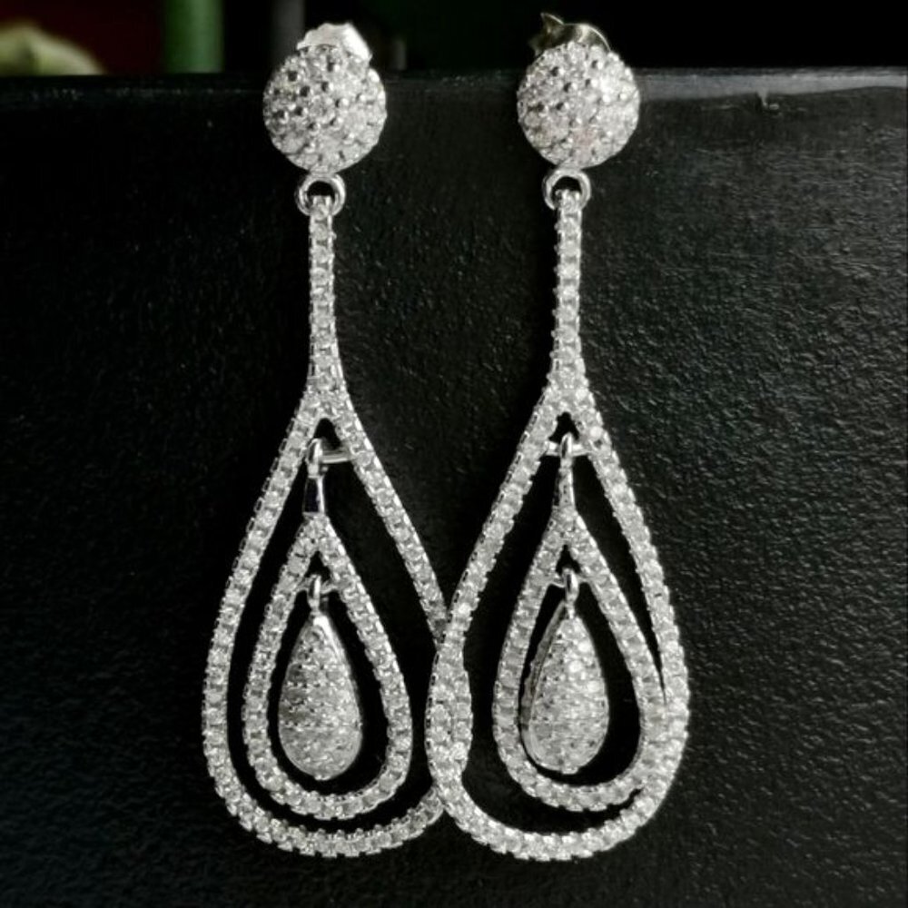 Premium Art Deco CZ drop Sterling Silver